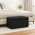 Pouf Nero Pelle Sintetica e Legno Ingegnerizzato