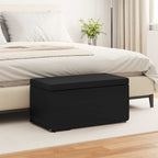 Pouf Nero Pelle Sintetica e Legno Ingegnerizzato