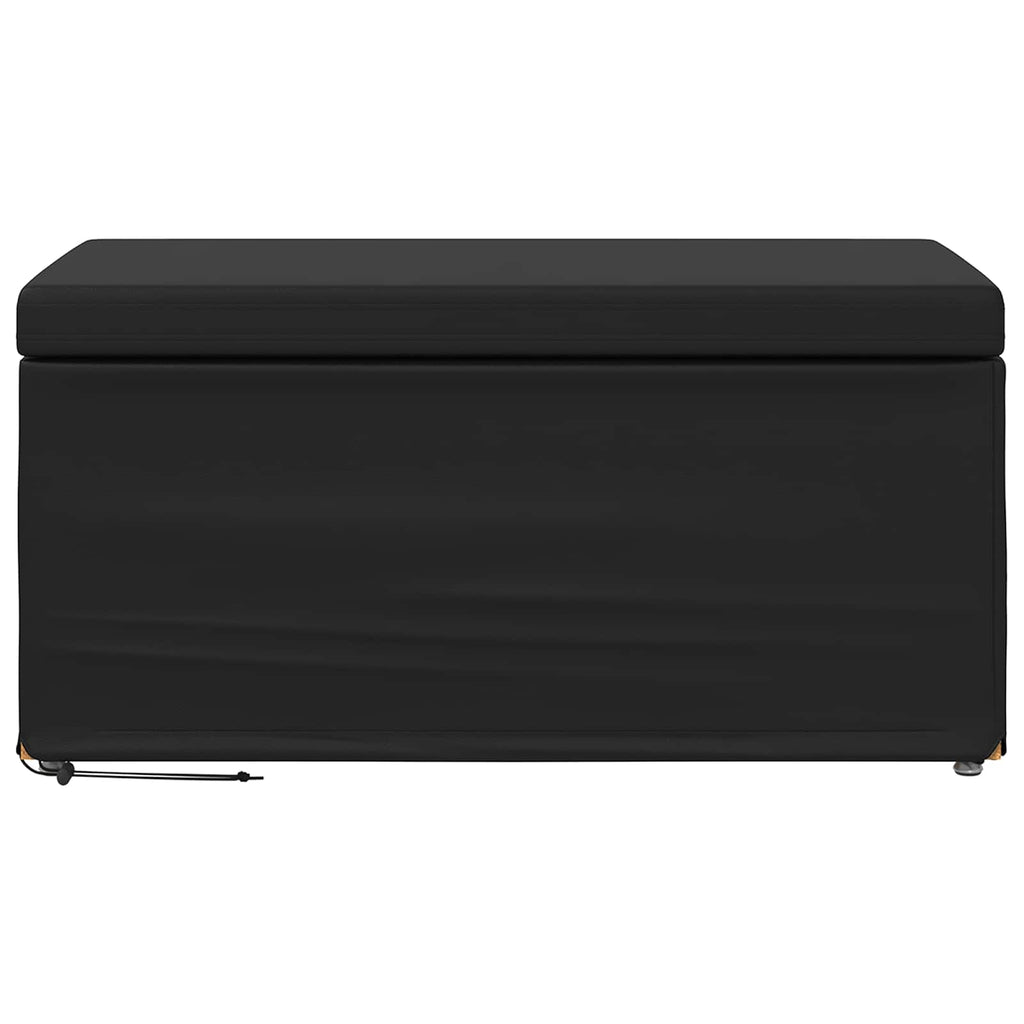 Pouf Nero Pelle Sintetica e Legno Ingegnerizzato