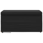 Pouf Nero Pelle Sintetica e Legno Ingegnerizzato