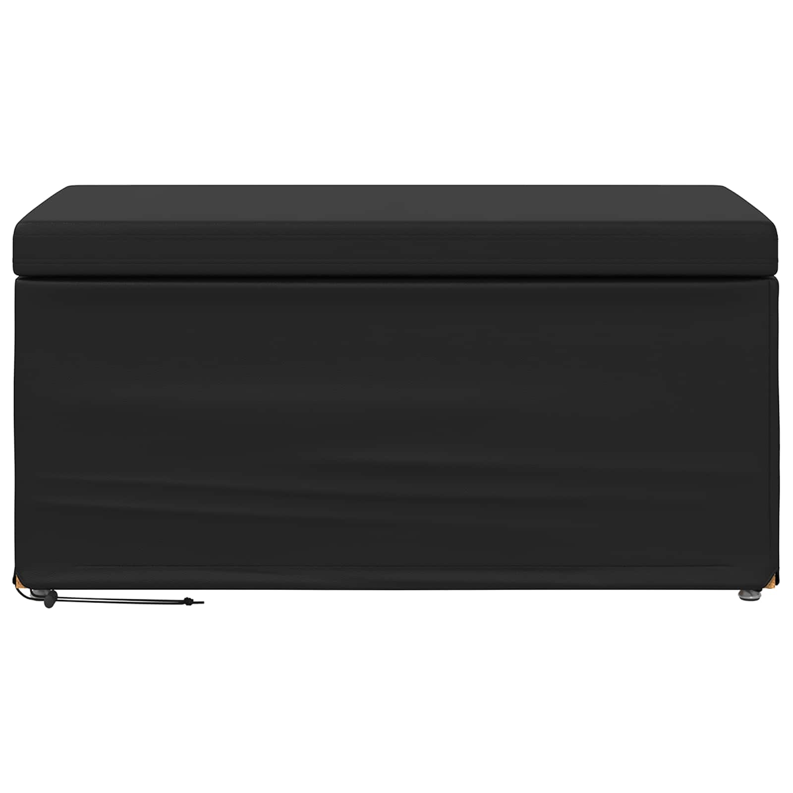 Pouf Nero Pelle Sintetica e Legno Ingegnerizzato