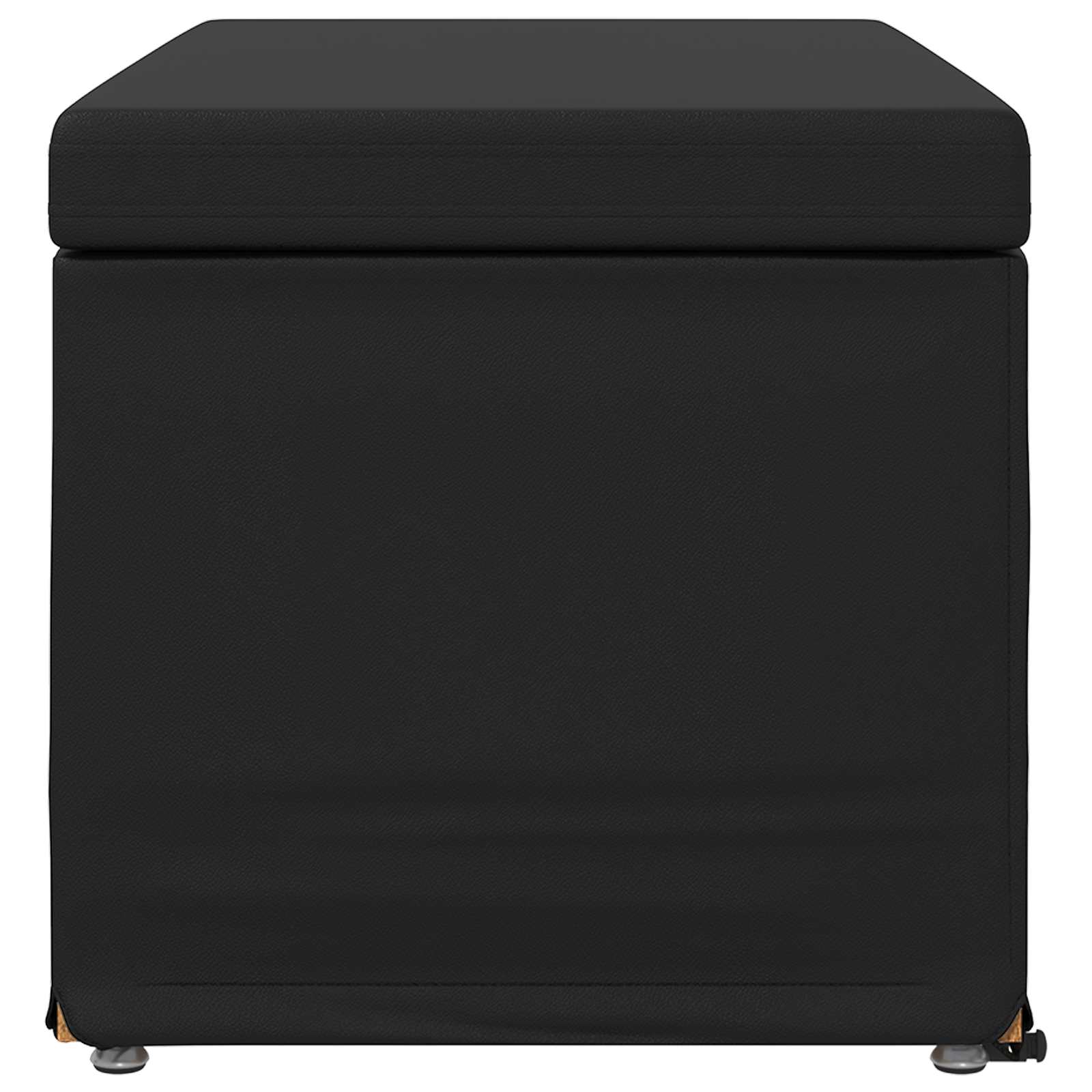 Pouf Nero Pelle Sintetica e Legno Ingegnerizzato