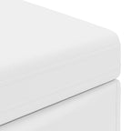 Pouf Bianco Pelle Sintetica e Legno Ingegnerizzato