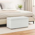 Pouf Bianco Pelle Sintetica e Legno Ingegnerizzato