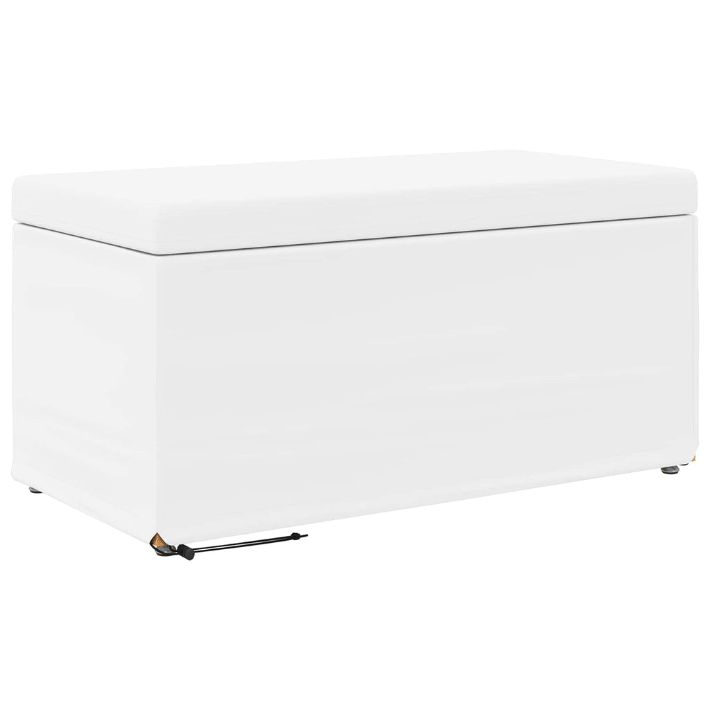 Pouf Bianco Pelle Sintetica e Legno Ingegnerizzato
