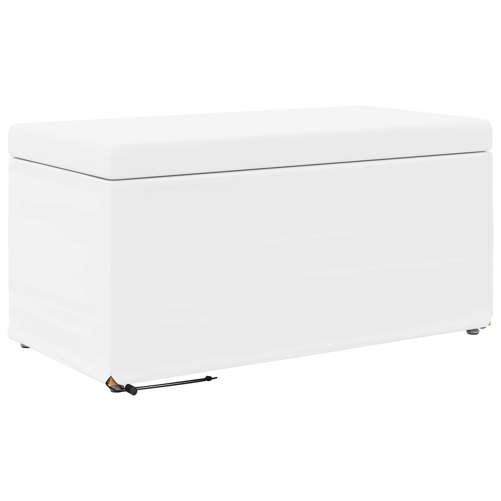 Pouf Bianco Pelle Sintetica e Legno Ingegnerizzato