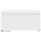 Pouf Bianco Pelle Sintetica e Legno Ingegnerizzato