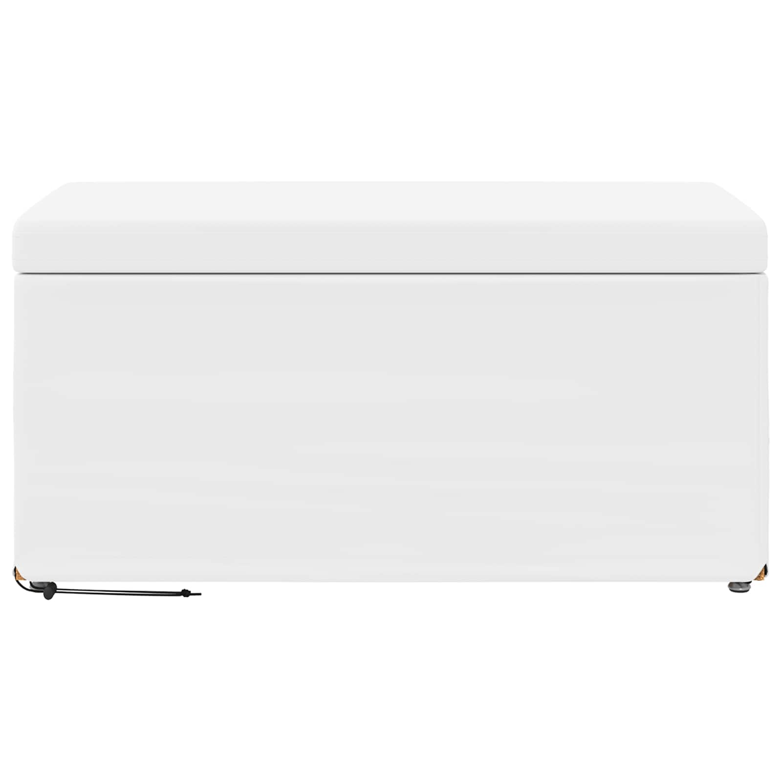 Pouf Bianco Pelle Sintetica e Legno Ingegnerizzato