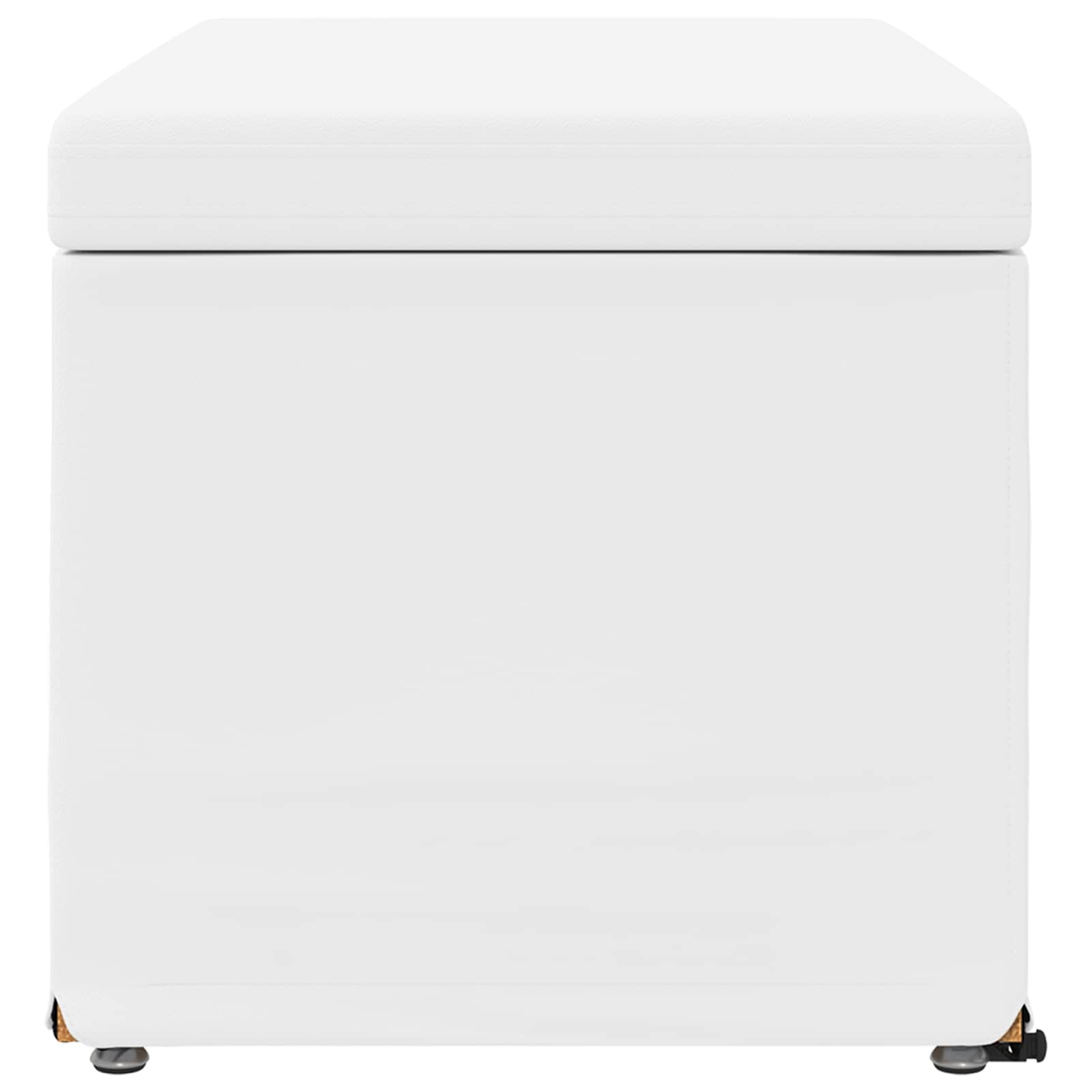 Pouf Bianco Pelle Sintetica e Legno Ingegnerizzato