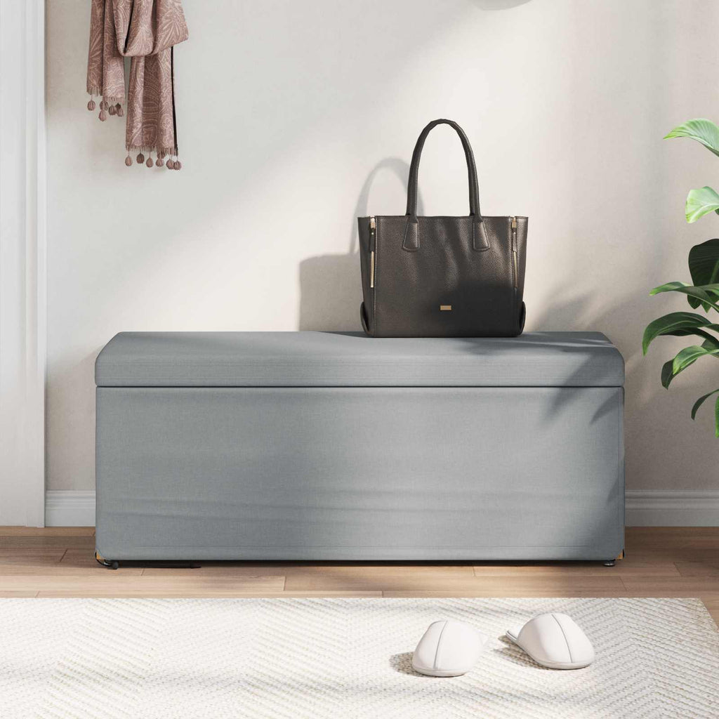 Pouf Grigio chiaro Tessuto e Legno Ingegnerizzato