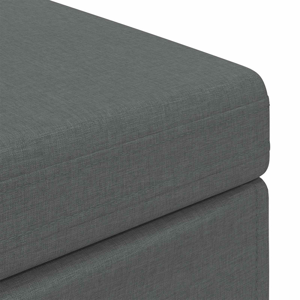 Pouf Grigio scuro Tessuto e Legno Ingegnerizzato