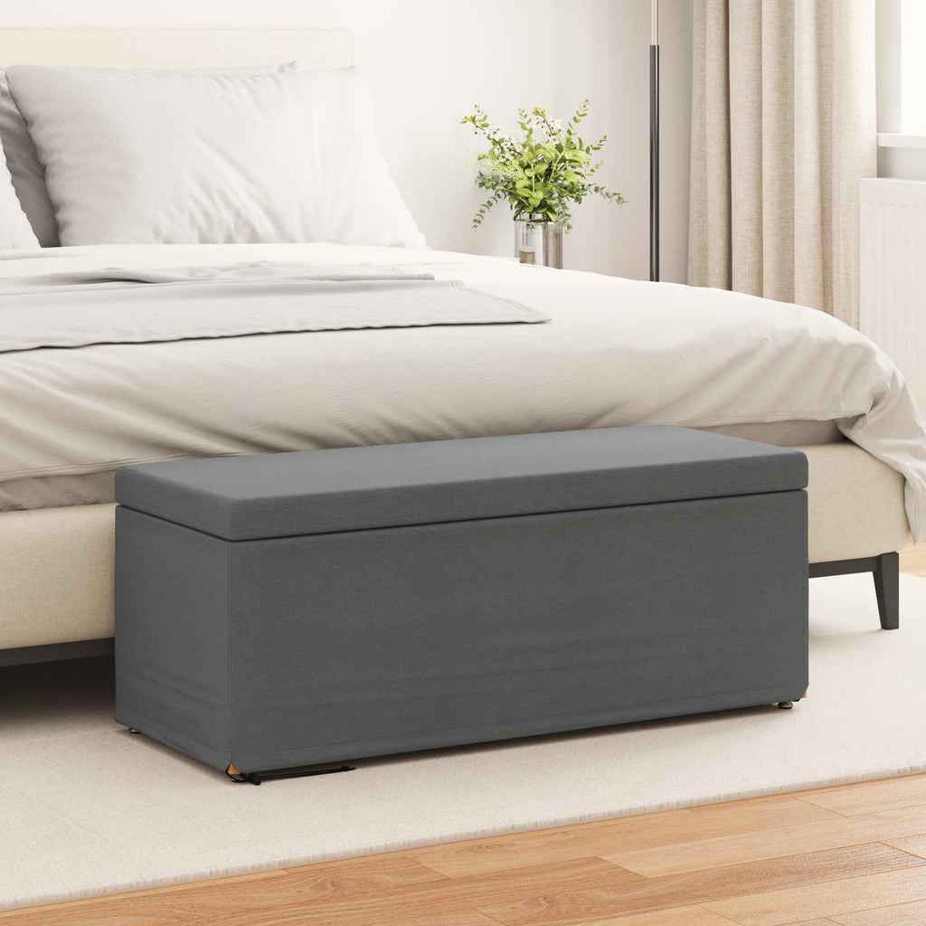 Pouf Grigio scuro Tessuto e Legno Ingegnerizzato