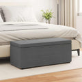 Pouf Grigio scuro Tessuto e Legno Ingegnerizzato