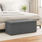 Pouf Grigio scuro Tessuto e Legno Ingegnerizzato