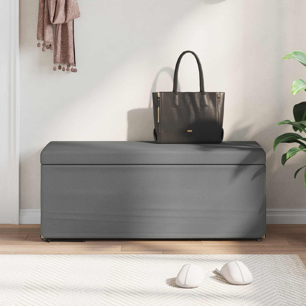 Pouf Grigio scuro Tessuto e Legno Ingegnerizzato