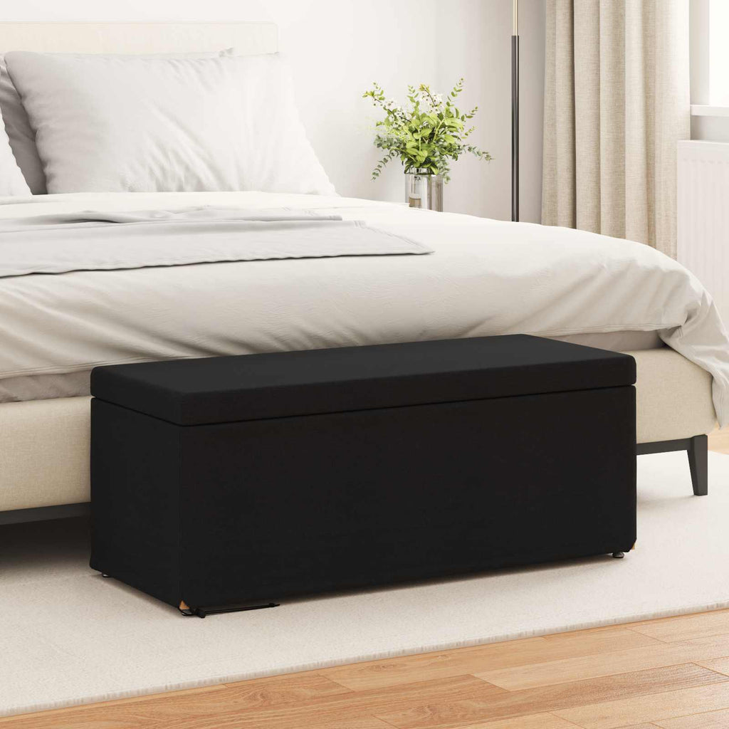 Pouf Nero 101 x 41 x 40 cm Tessuto e Legno Ingegnerizzato