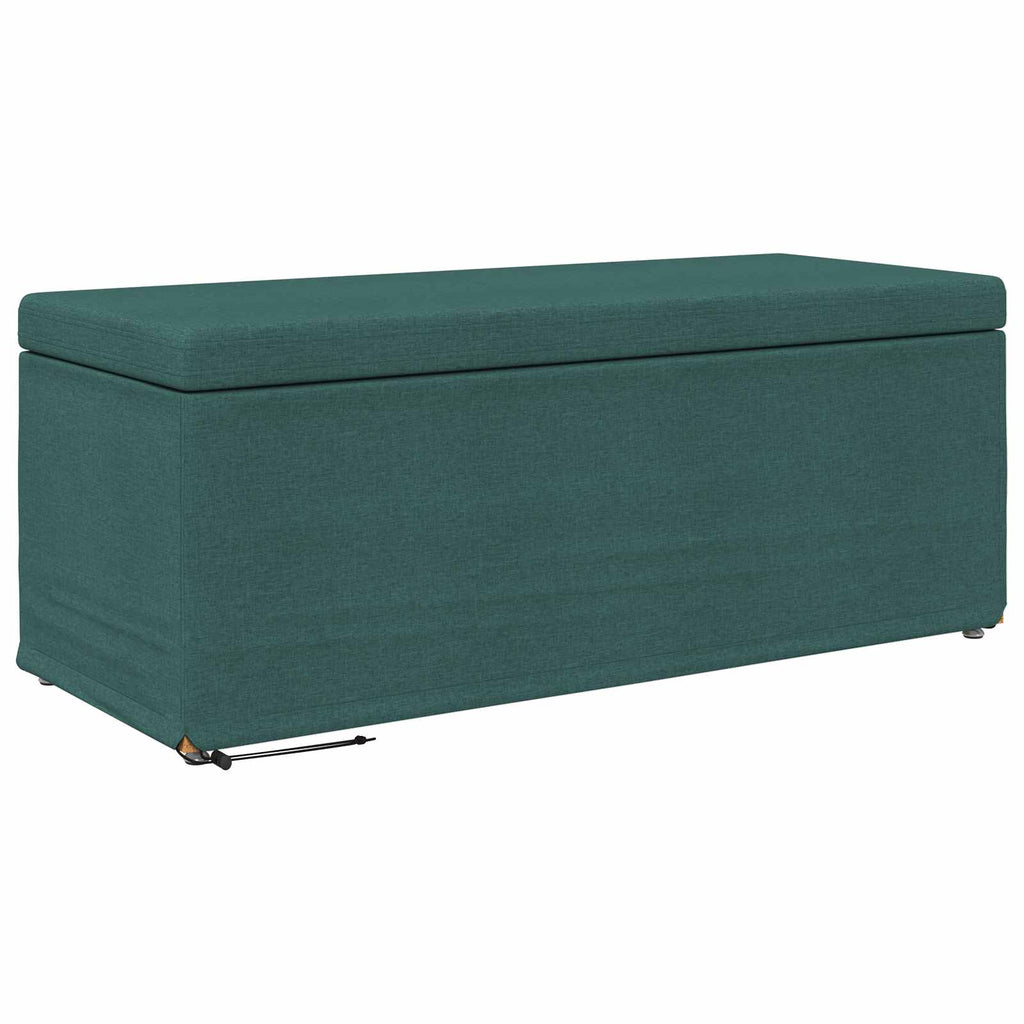 Pouf Verde Scuro Tessuto e Legno Ingegnerizzato
