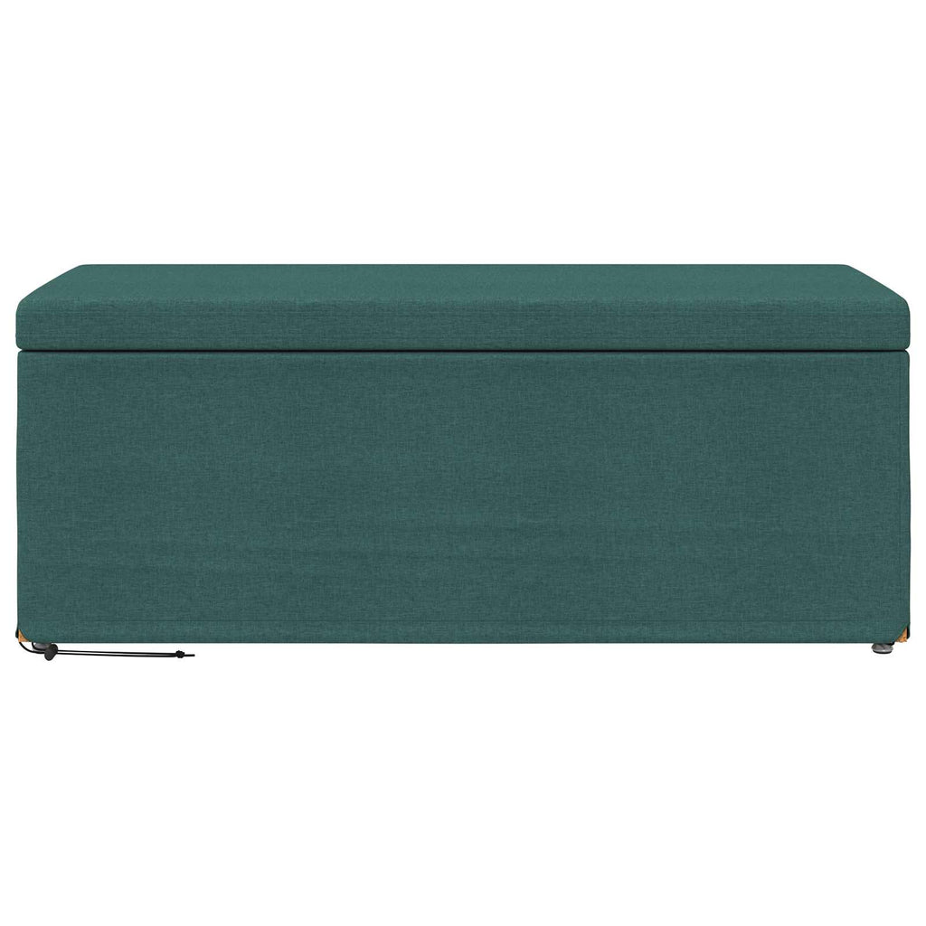 Pouf Verde Scuro Tessuto e Legno Ingegnerizzato