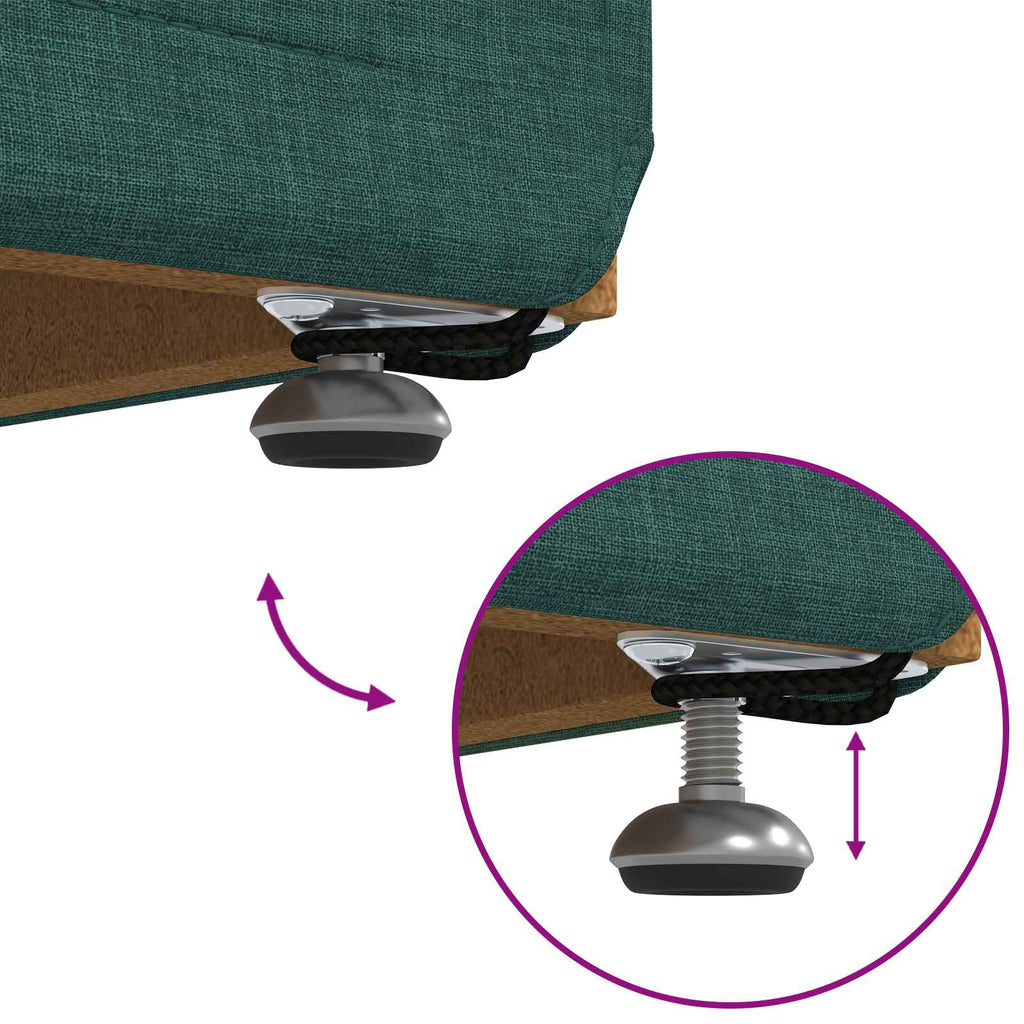 Pouf Verde Scuro Tessuto e Legno Ingegnerizzato