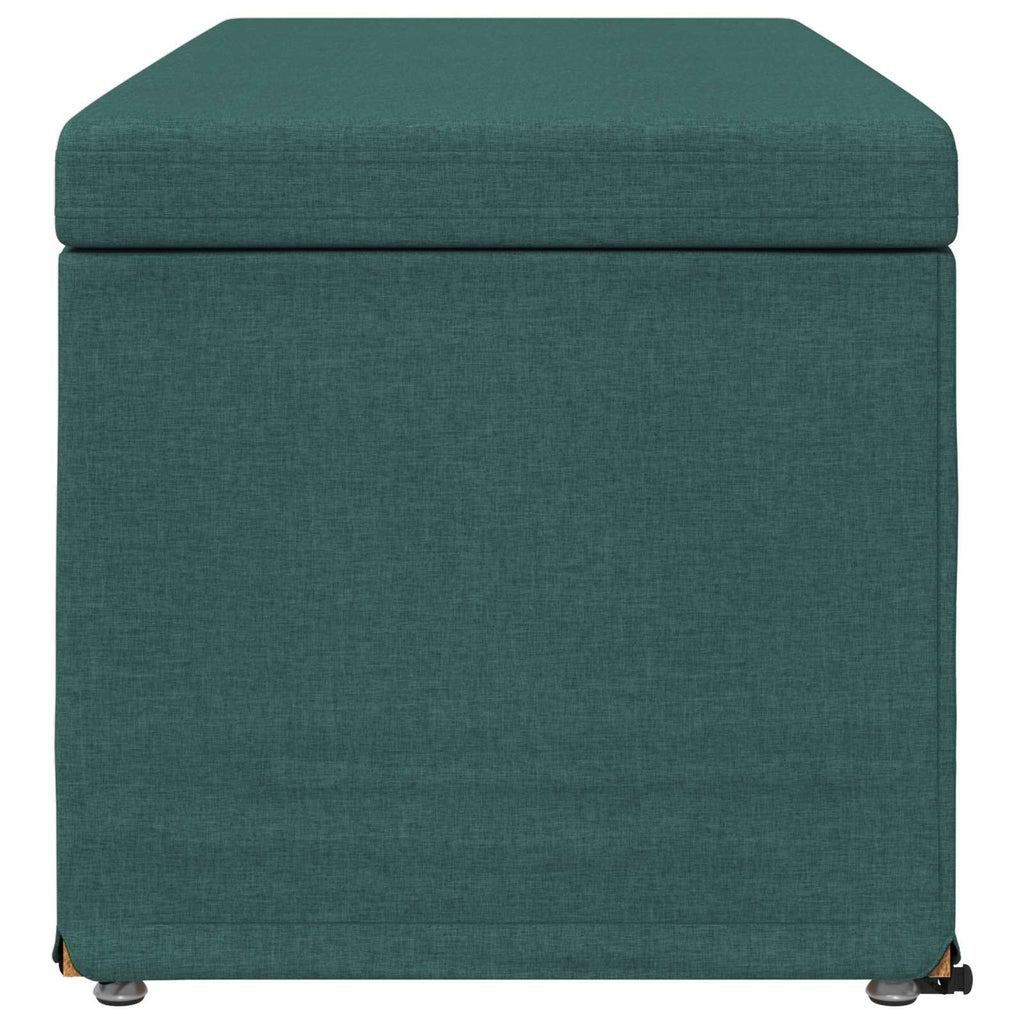 Pouf Verde Scuro Tessuto e Legno Ingegnerizzato