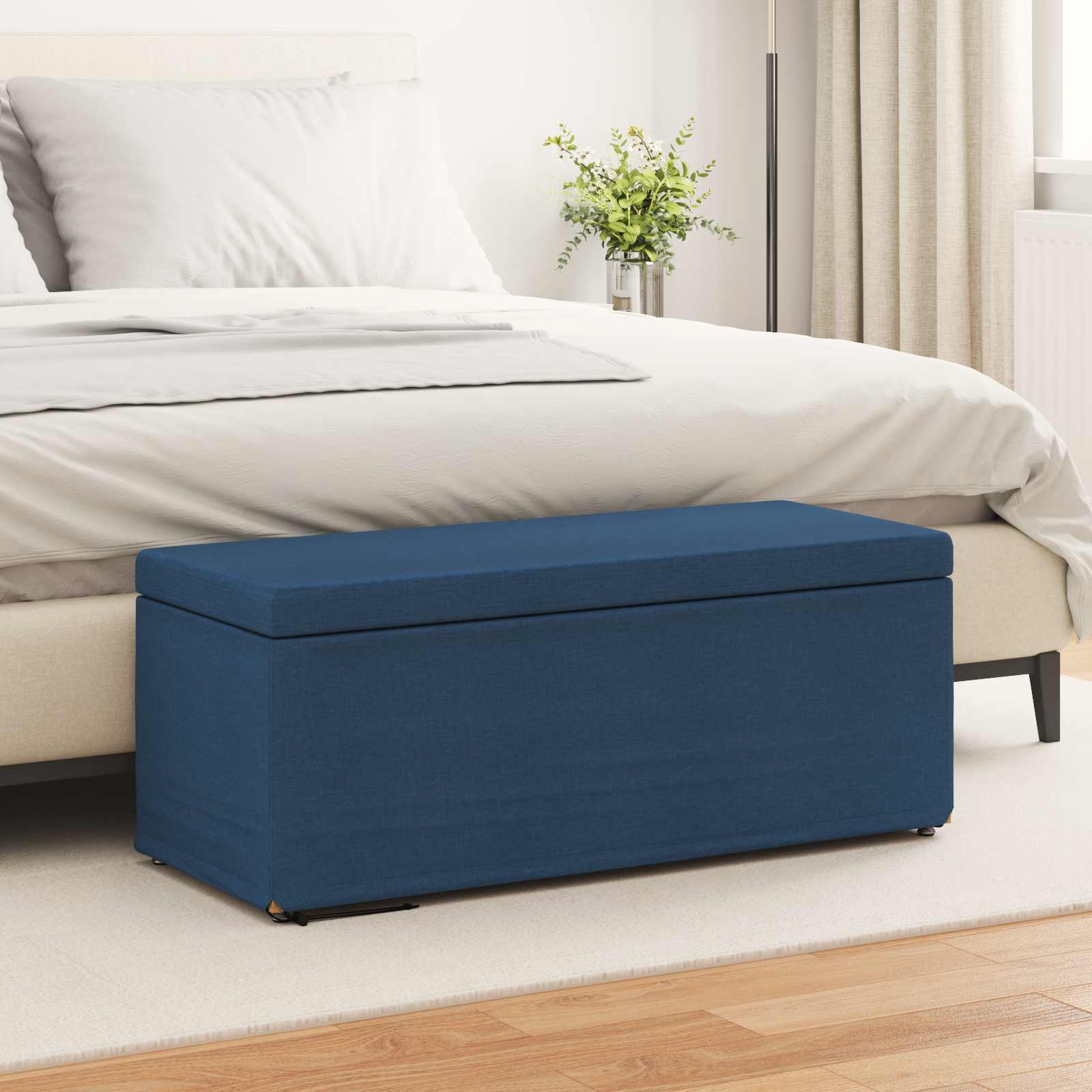 Pouf Blu 101 x 41 x 40 cm Tessuto e Legno Ingegnerizzato