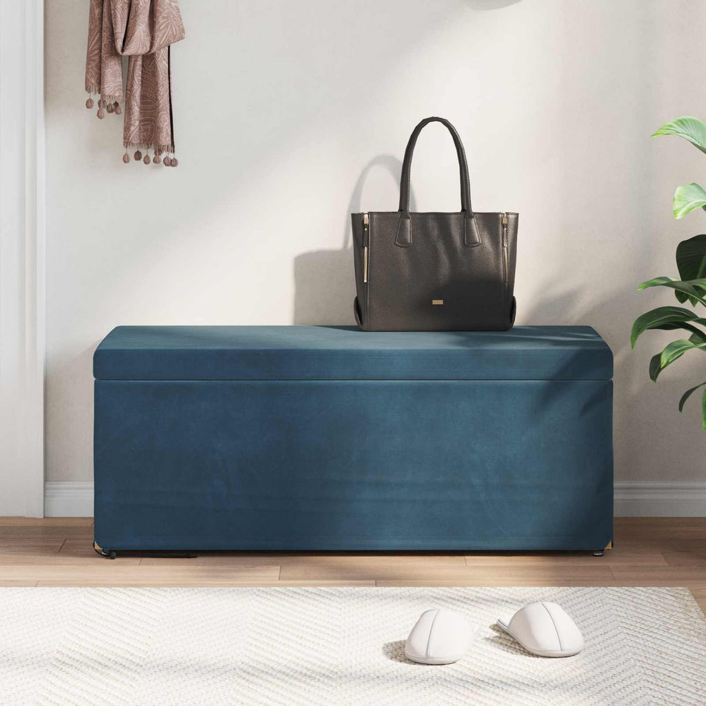 Pouf Blu 101 x 41 x 40 cm Velluto e Legno Ingegnerizzato