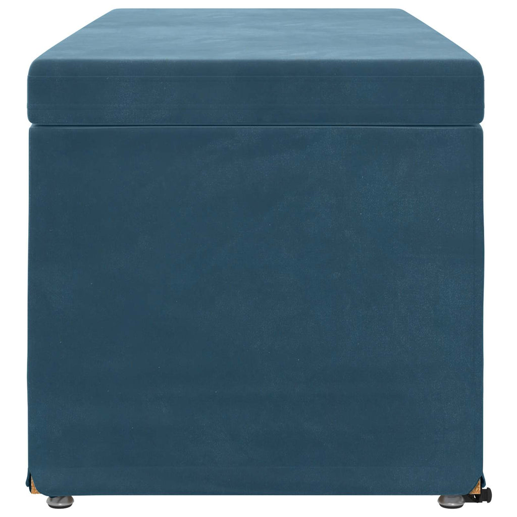 Pouf Blu 101 x 41 x 40 cm Velluto e Legno Ingegnerizzato