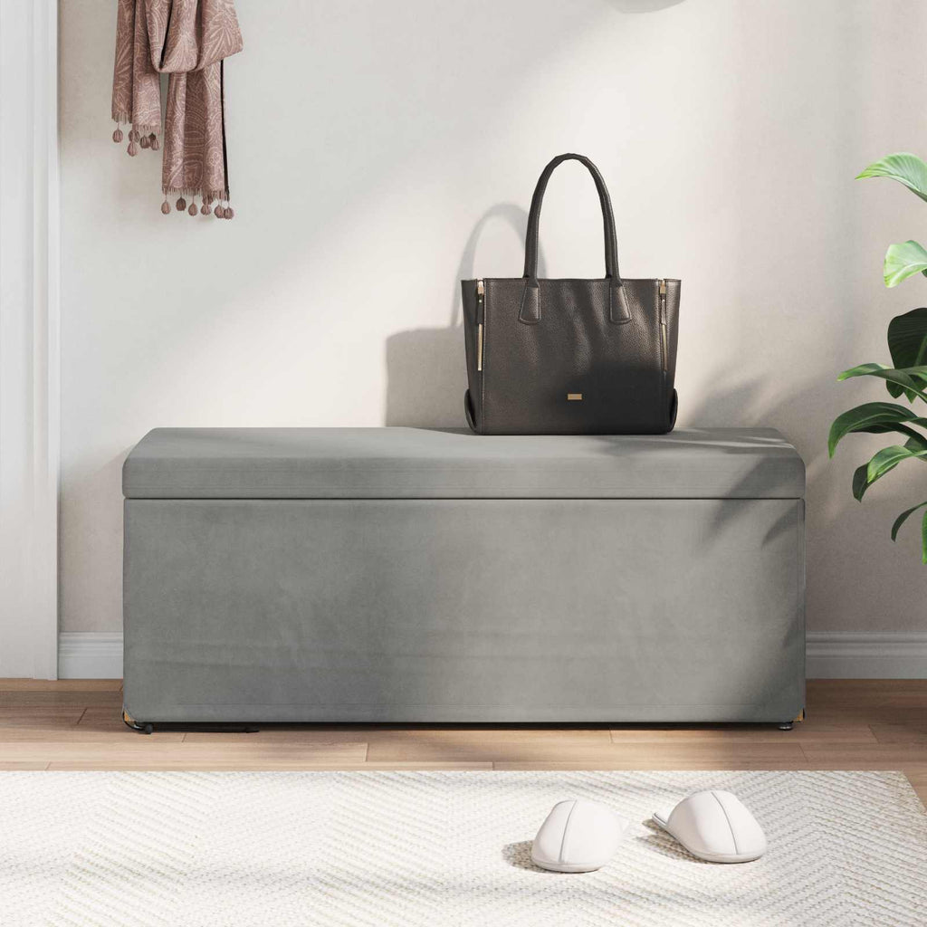 Pouf Grigio chiaro Velluto e Legno Ingegnerizzato
