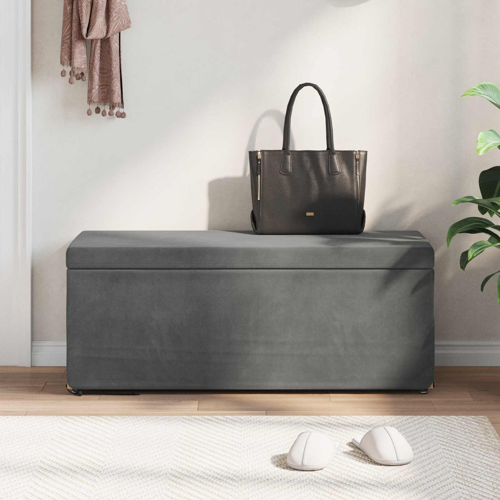 Pouf Grigio scuro Velluto e Legno Ingegnerizzato