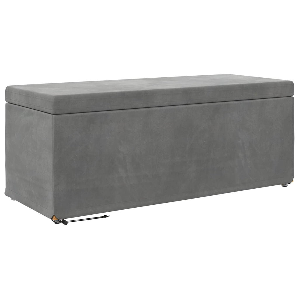 Pouf Grigio scuro Velluto e Legno Ingegnerizzato