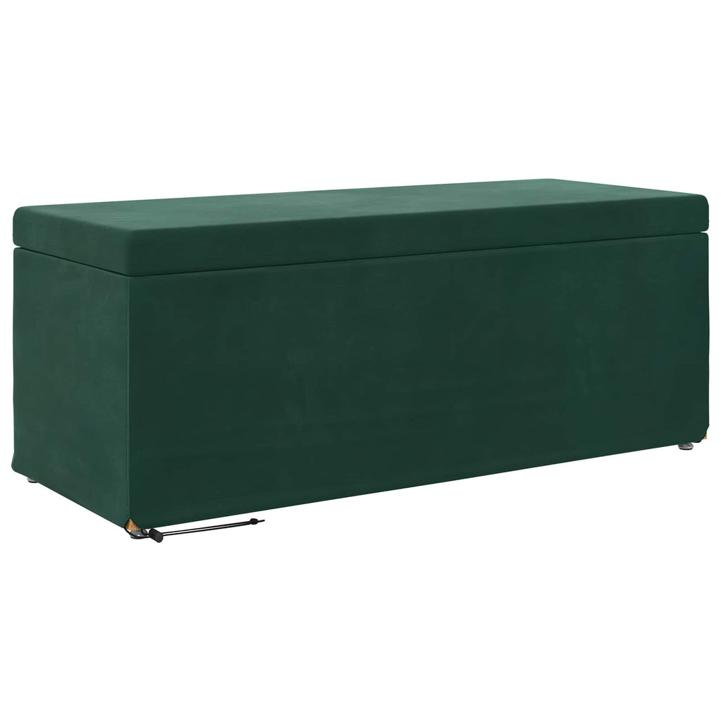 Pouf Verde Scuro Velluto e Legno Ingegnerizzato