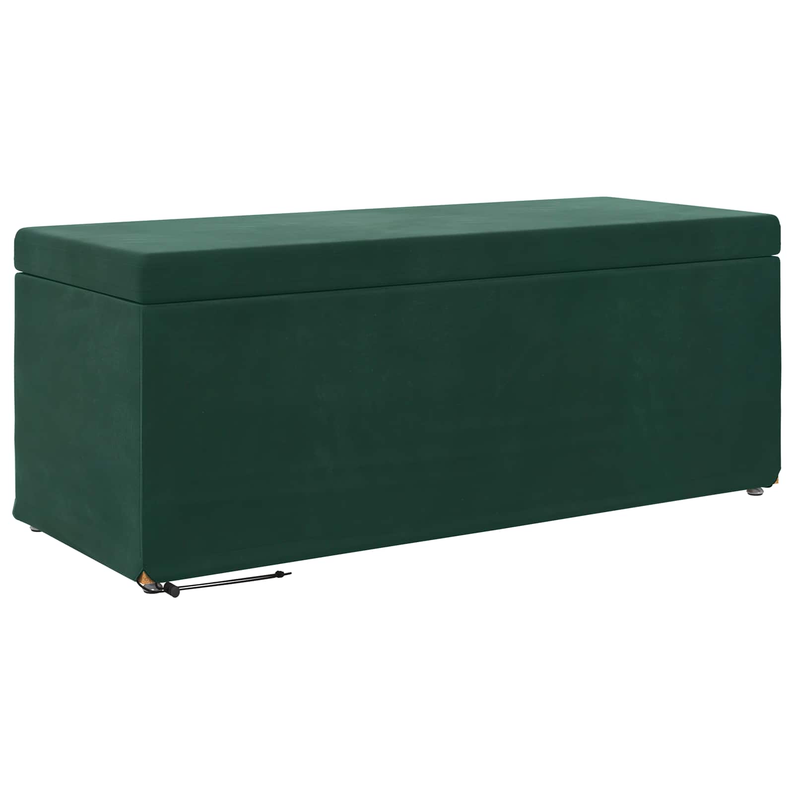 Pouf Verde Scuro Velluto e Legno Ingegnerizzato