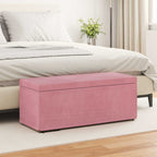 Pouf Rosa 101 x 41 x 40 cm Velluto e Legno Ingegnerizzato