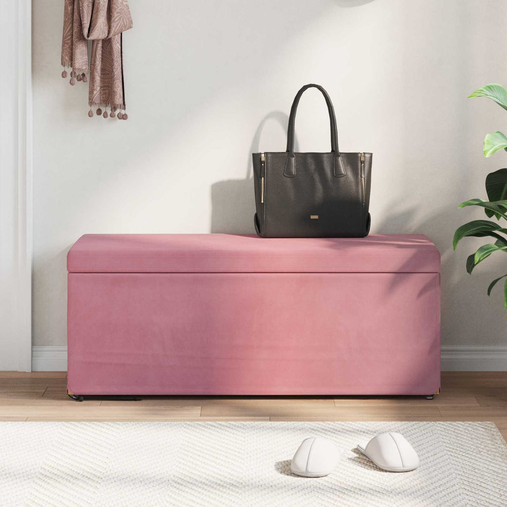 Pouf Rosa 101 x 41 x 40 cm Velluto e Legno Ingegnerizzato