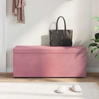 Pouf Rosa 101 x 41 x 40 cm Velluto e Legno Ingegnerizzato