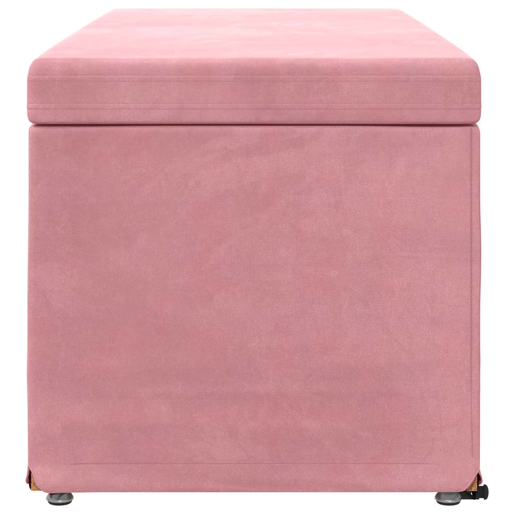 Pouf Rosa 101 x 41 x 40 cm Velluto e Legno Ingegnerizzato