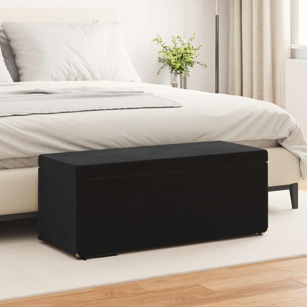 Pouf Nero 101 x 41 x 40 cm Velluto e Legno Ingegnerizzato