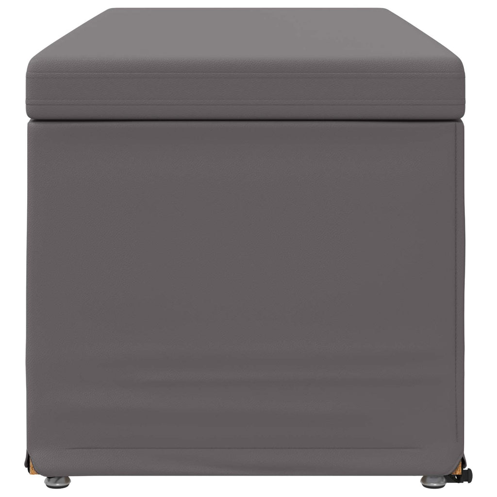 Pouf Grigio Pelle Sintetica e Legno Ingegnerizzato