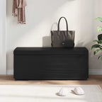 Pouf Nero Pelle Sintetica e Legno Ingegnerizzato