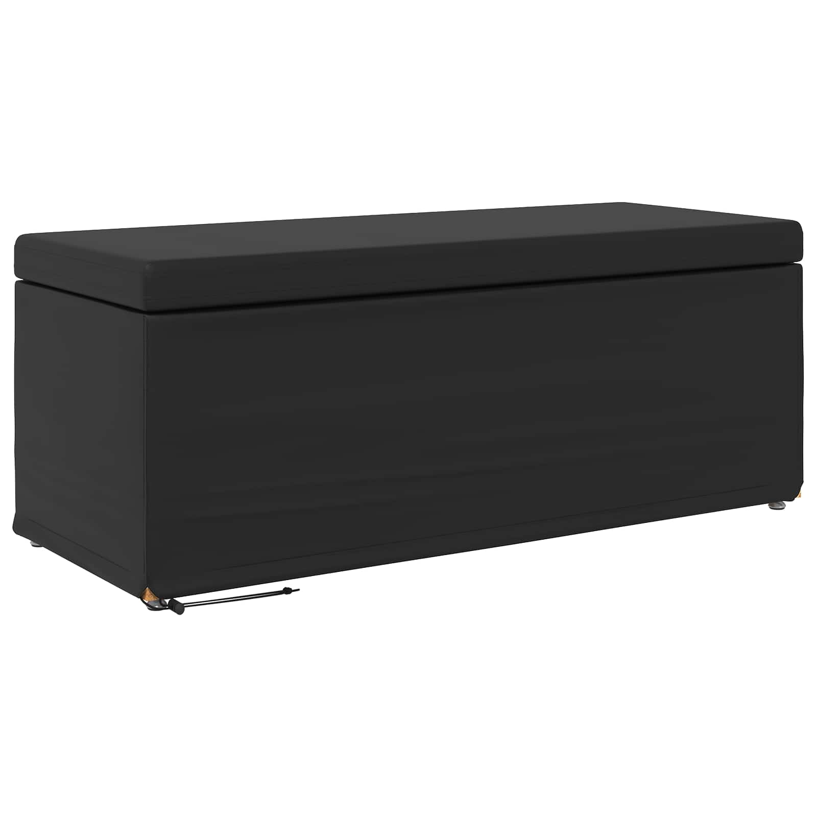 Pouf Nero Pelle Sintetica e Legno Ingegnerizzato