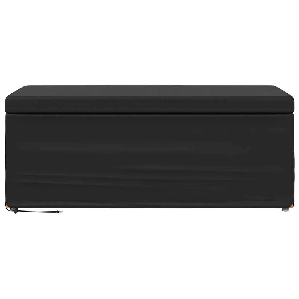 Pouf Nero Pelle Sintetica e Legno Ingegnerizzato
