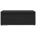 Pouf Nero Pelle Sintetica e Legno Ingegnerizzato