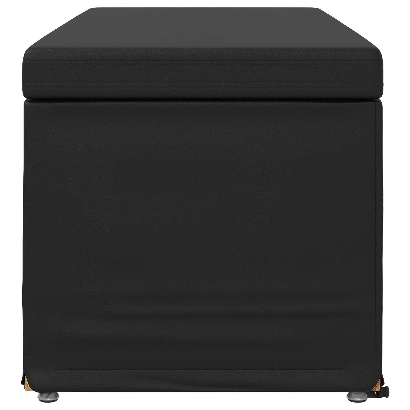 Pouf Nero Pelle Sintetica e Legno Ingegnerizzato