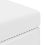 Pouf Bianco Pelle Sintetica e Legno Ingegnerizzato