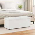 Pouf Bianco Pelle Sintetica e Legno Ingegnerizzato