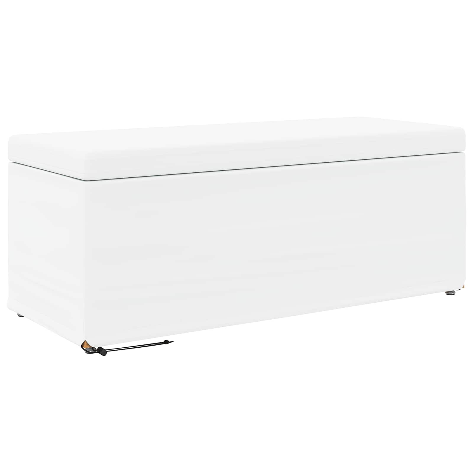 Pouf Bianco Pelle Sintetica e Legno Ingegnerizzato