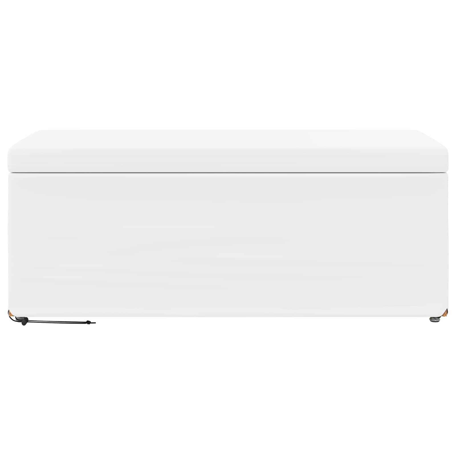Pouf Bianco Pelle Sintetica e Legno Ingegnerizzato
