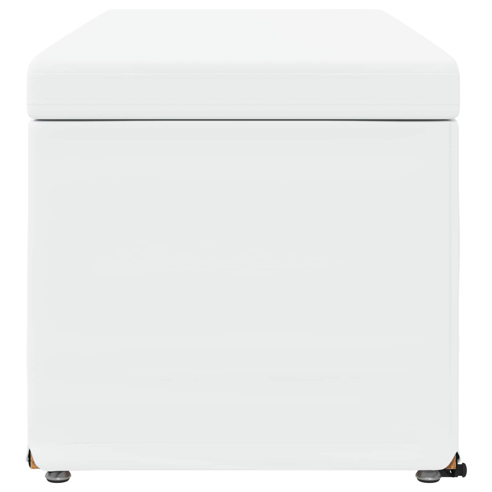 Pouf Bianco Pelle Sintetica e Legno Ingegnerizzato