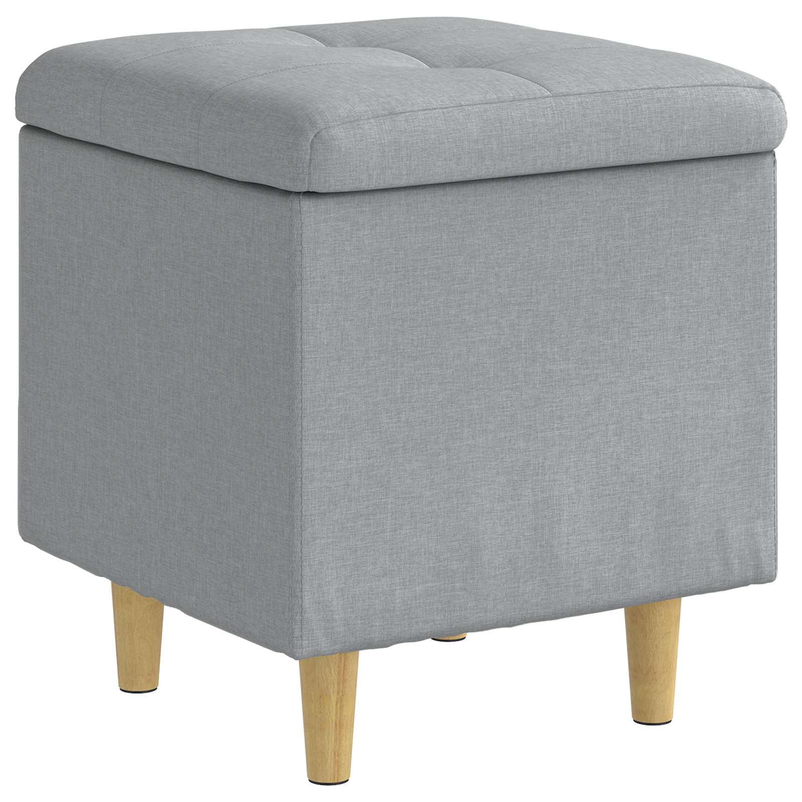 Pouf con Storage Grigio chiaro 40 x 40 x 45 cm Tessuto