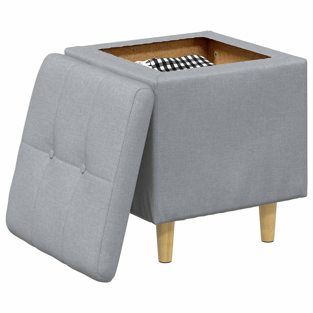 Pouf con Storage Grigio chiaro 40 x 40 x 45 cm Tessuto